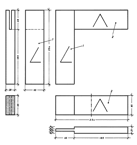 Zeichnung Schlitz und Zapfen mit verschiedenen Rahmenstärken
